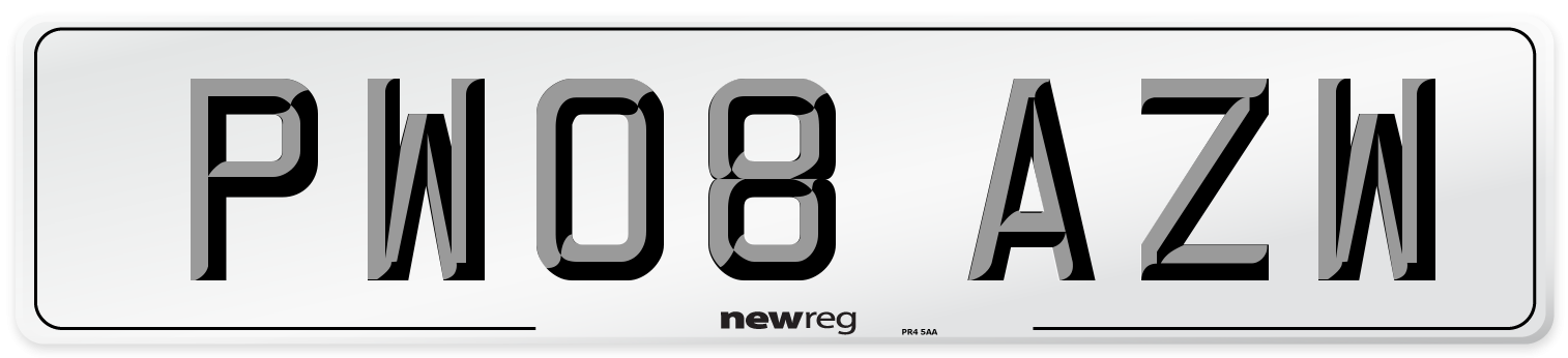 PW08 AZW Number Plate from New Reg